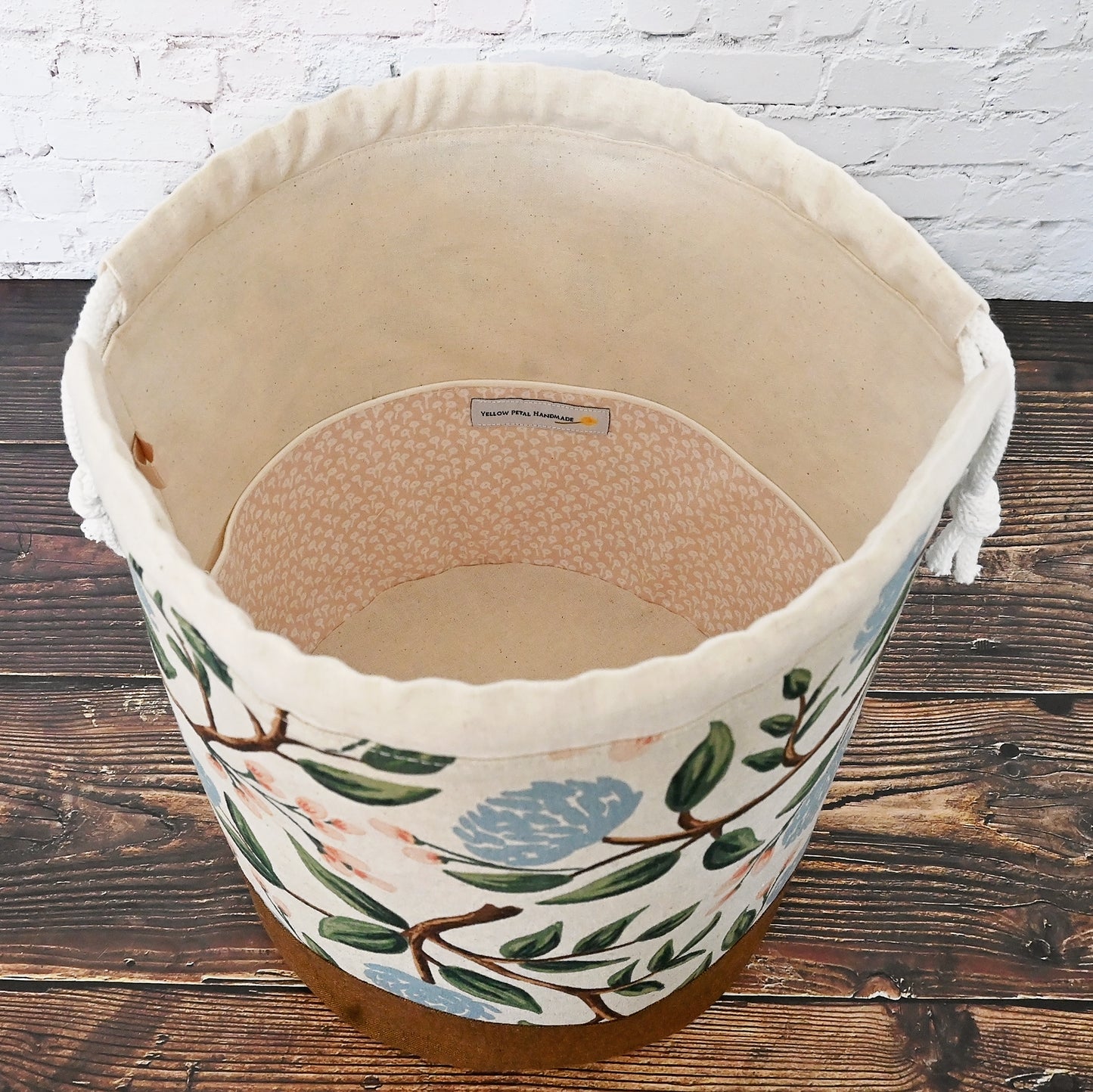 Two Toned Bucket Style Project Bag in Rifle Paper Co Peonies