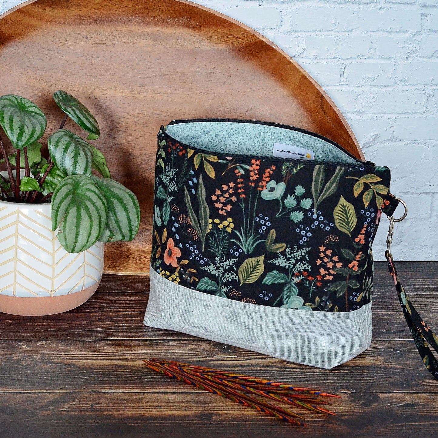 Zippered Project Bag or Pouch in Rifle Paper Co Fabric