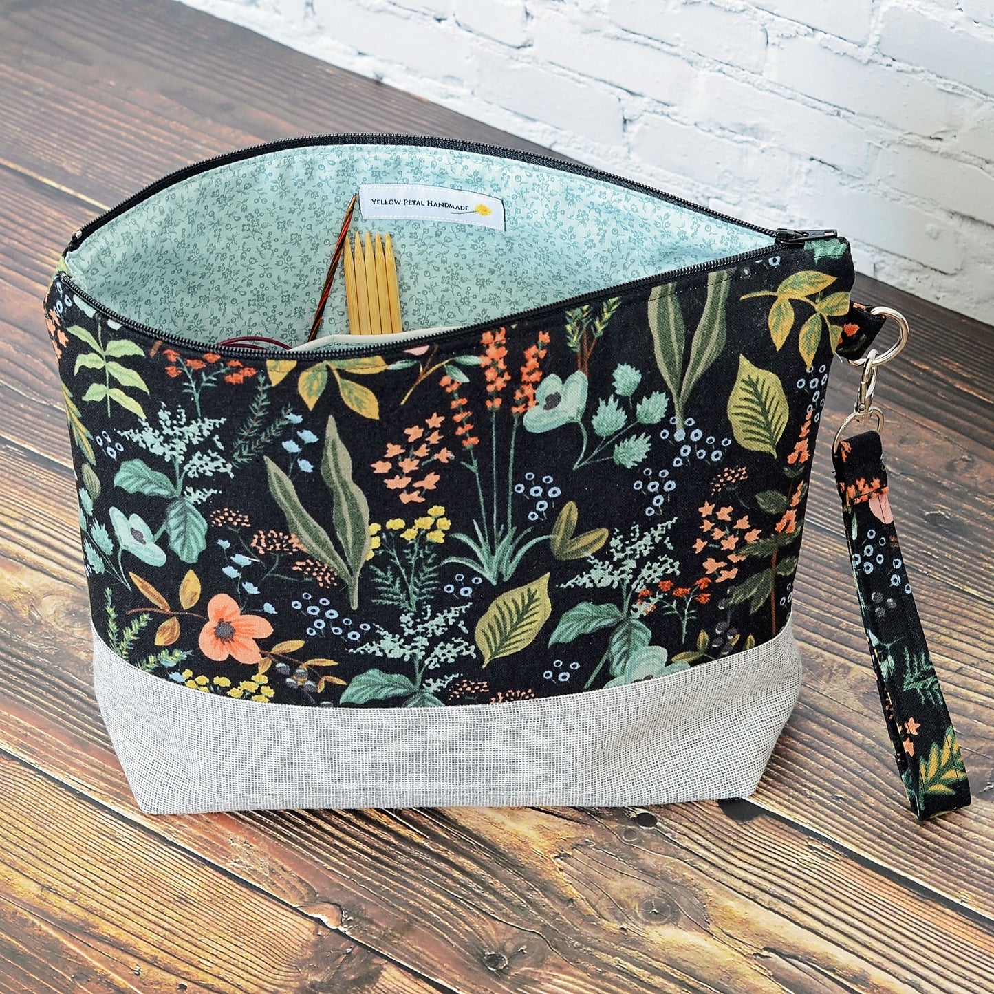 Zippered Project Bag or Pouch in Rifle Paper Co Fabric