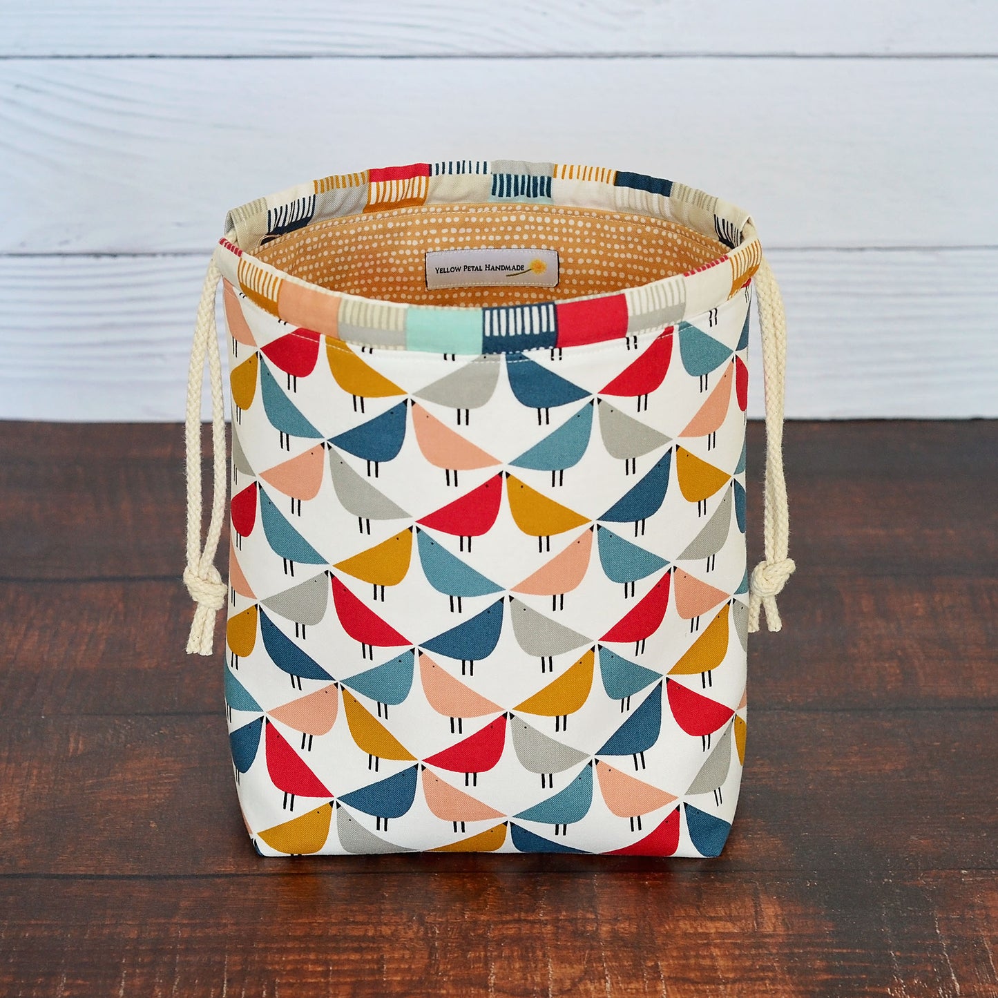 Small Project Bag in a Scandi-Inspired Bird Print