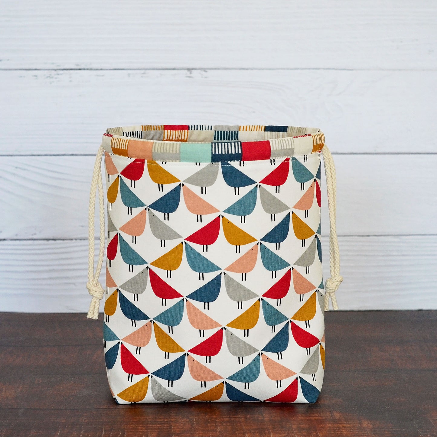 Small Project Bag in a Scandi-Inspired Bird Print