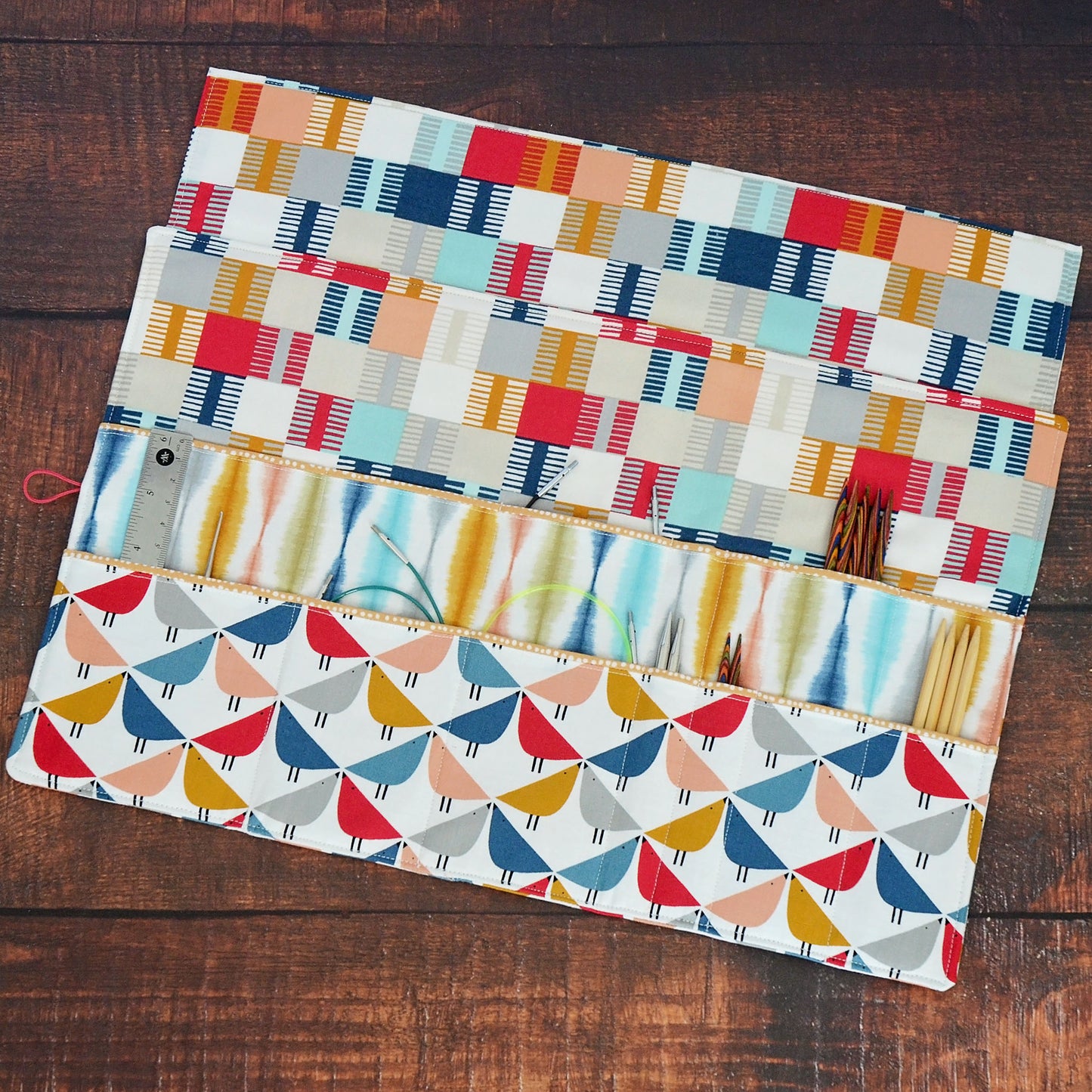 Quilted Needle Wrap in Scandi-Inspired Bird Fabric