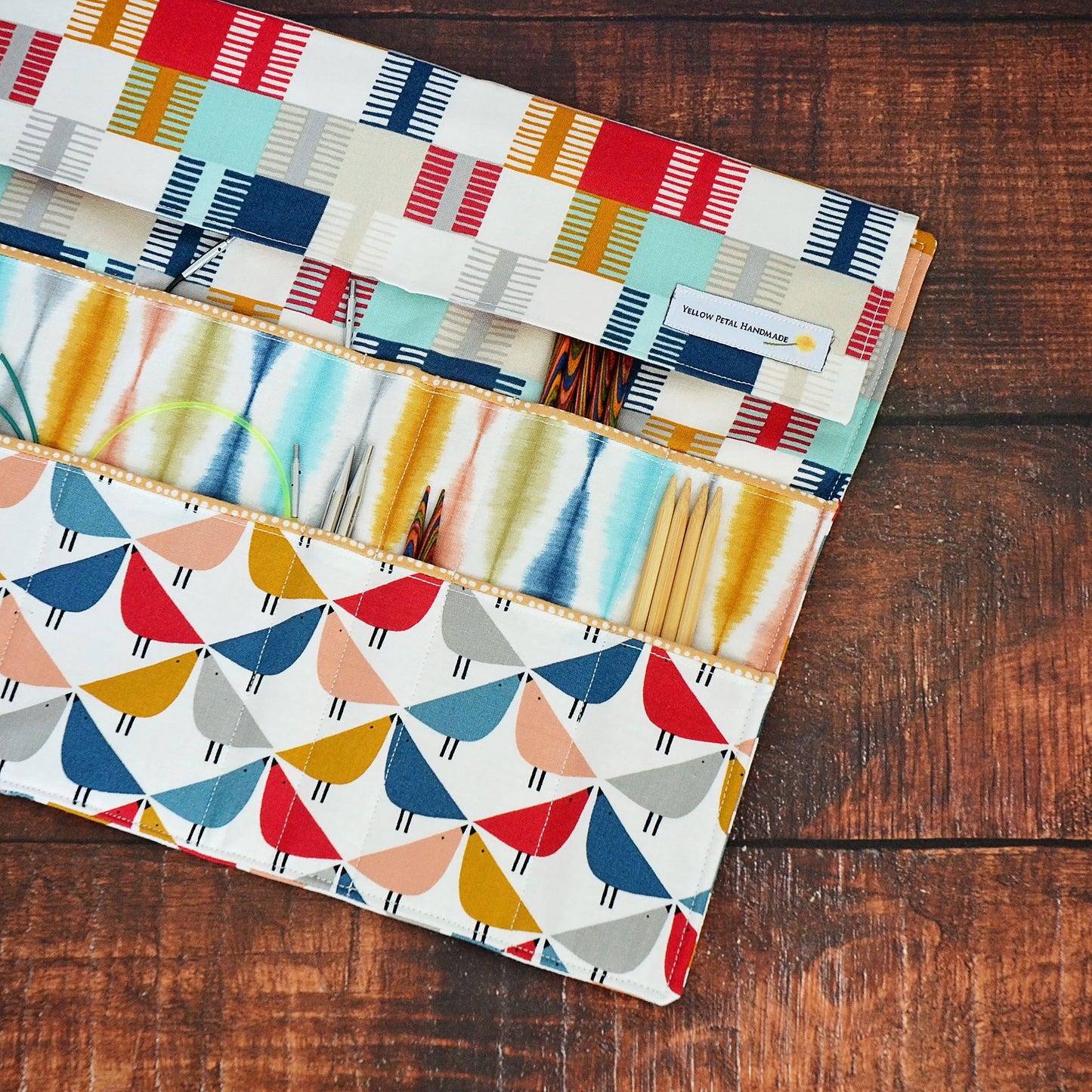 Quilted Needle Wrap in Scandi-Inspired Bird Fabric