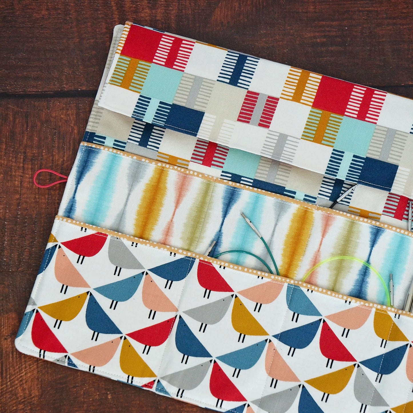 Quilted Needle Wrap in Scandi-Inspired Bird Fabric