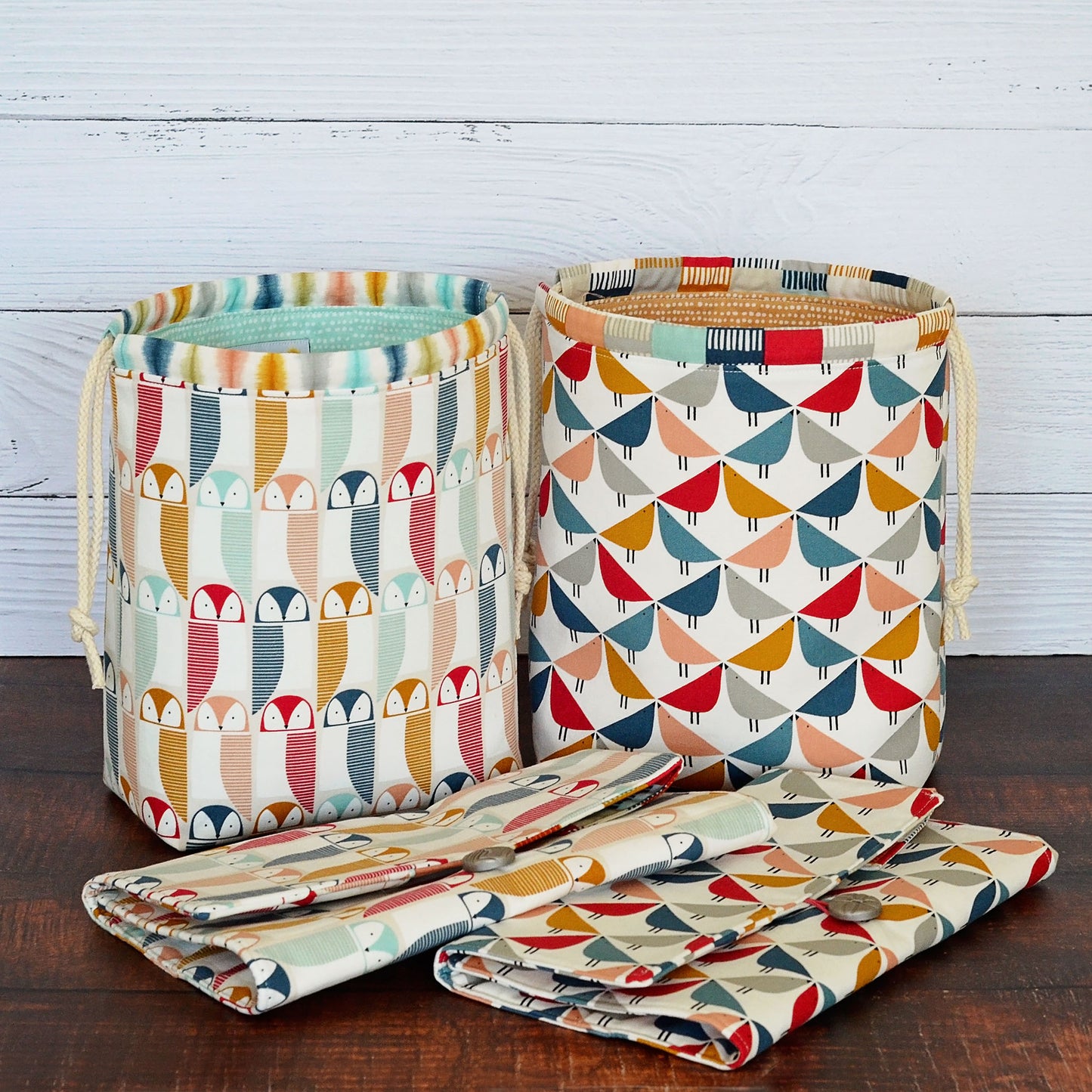 Quilted Needle Wrap in Scandi-Inspired Bird Fabric