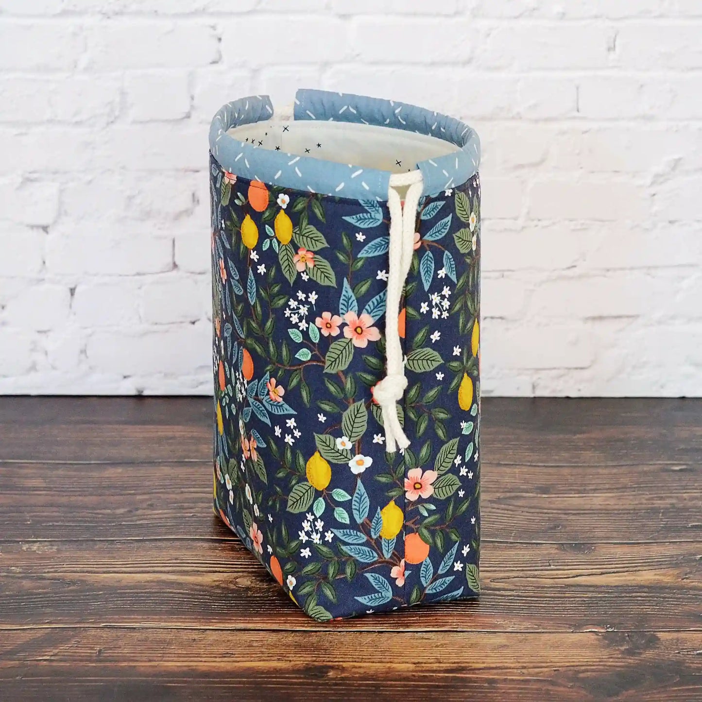 Navy floral bag made from Rifle Paper Co's Bramble collection.  Made in Nova Scotia, Canada by Yellow Petal Handmade.