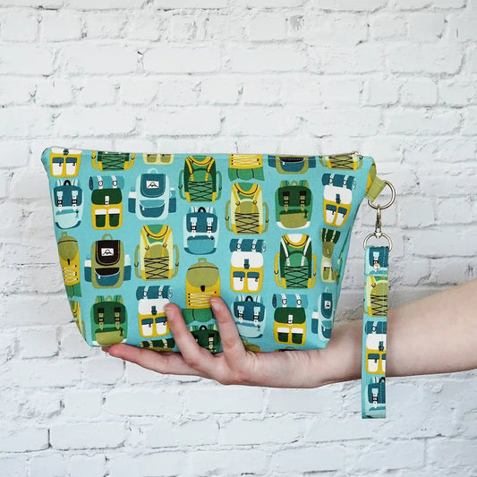Hiking themed pouch with removable strap.  Made in Nova Scotia, Canada by Yellow Petal Handmade.