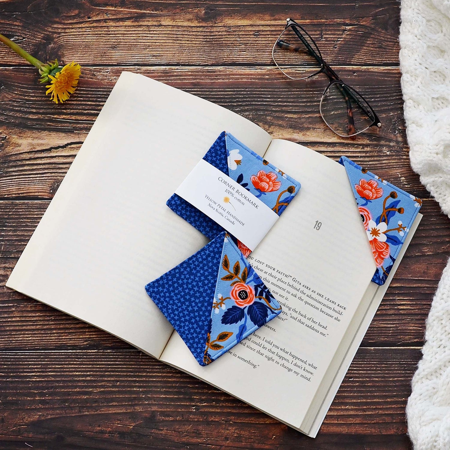 Pretty blue floral bookmarks made using Rifle Paper Co florals.  Made in Nova Scotia, Canada.