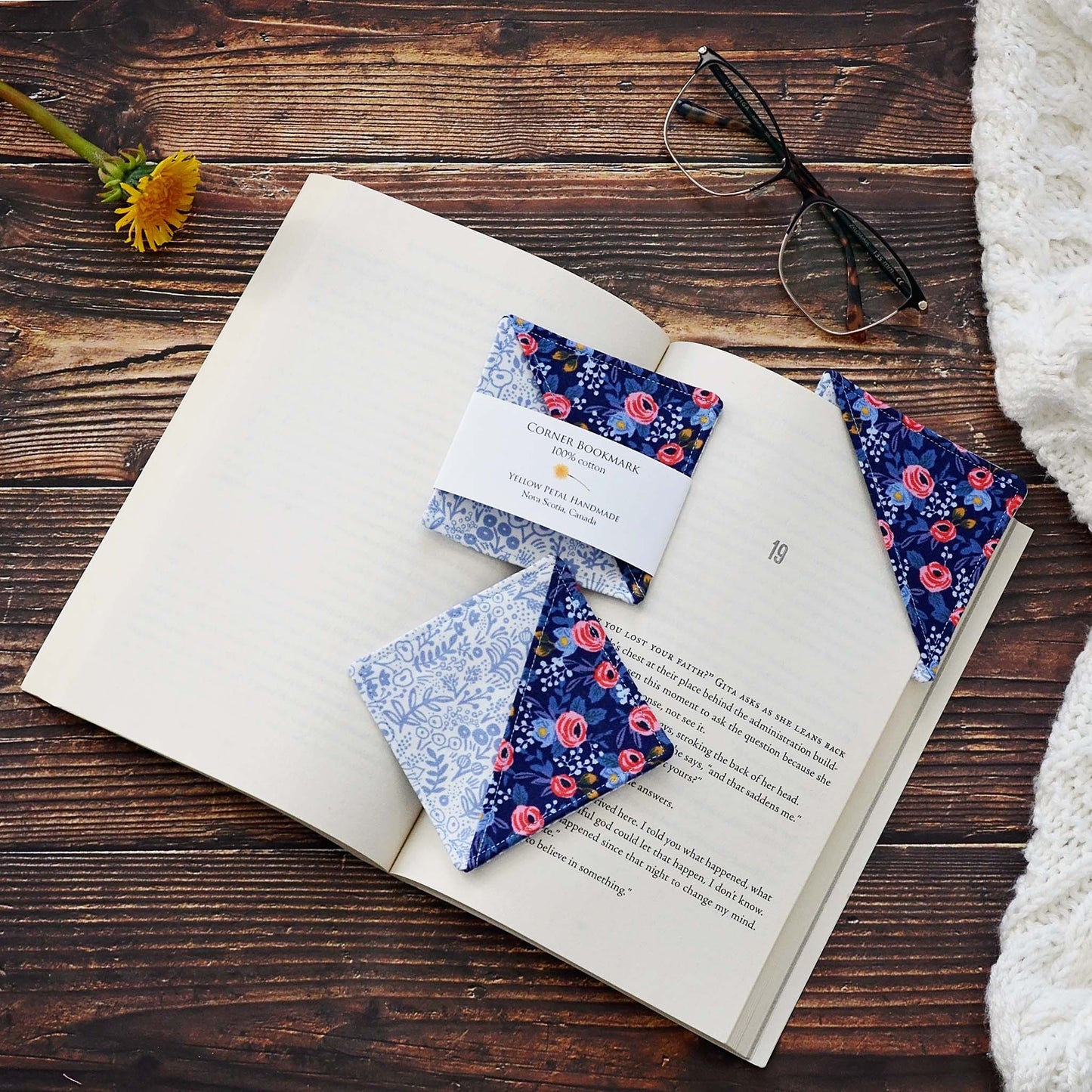 Pretty blue floral bookmarks made using Rifle Paper Co florals.  Made in Nova Scotia, Canada.