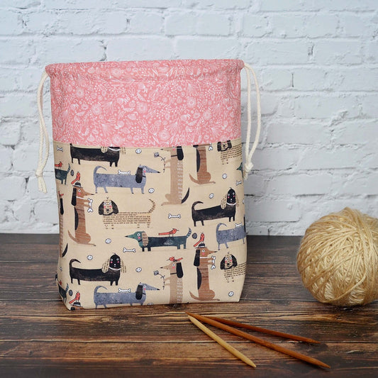 Foldable Project Bag in a Fun Dog Print