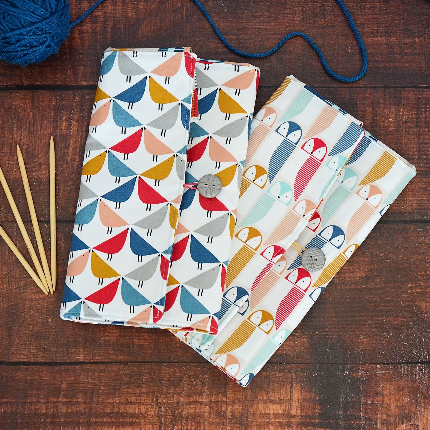 Quilted Needle Wrap in Scandi-Inspired Bird Fabric