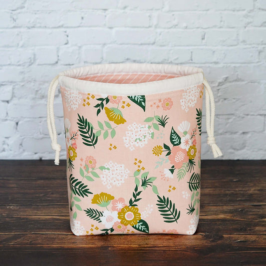 Pretty Pink Stand Alone Drawstring Project Bag