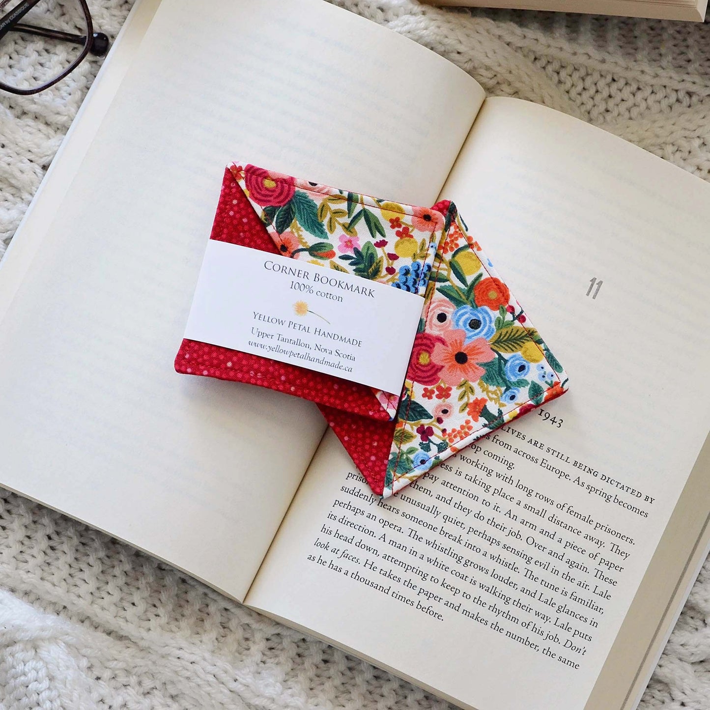 Pretty Assorted Floral Fabric Corner Bookmarks