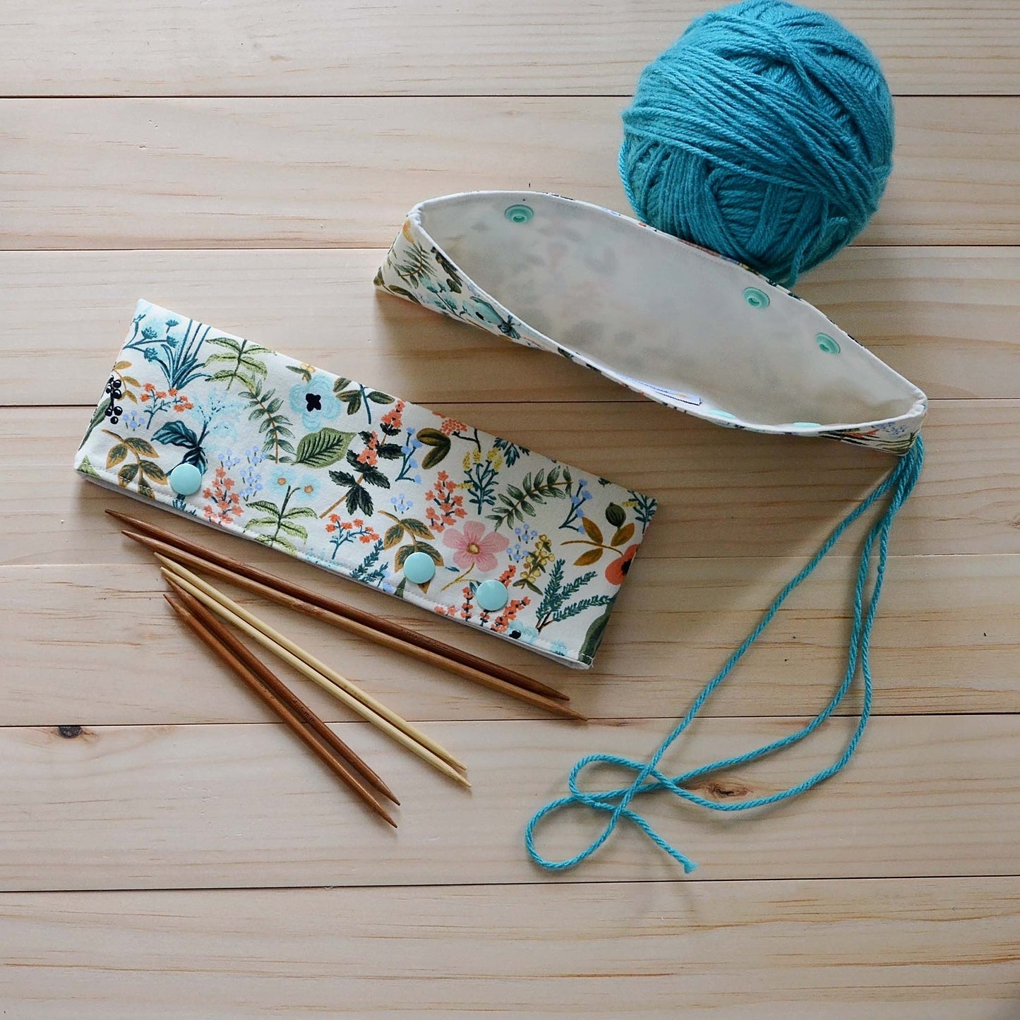 DPN work in progress holders with snaps.  Made in a pretty Rifle Paper Co. Amalfi fabric.